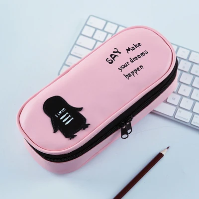 dream penguin pink Простой чехол для карандашей, черный и белый, модная сумка для карандашей, для школы, для мальчика, рождественский подарок, чехол для девочки, ручка, органайзер, ластик, сумка - Цвет: dream penguin pink