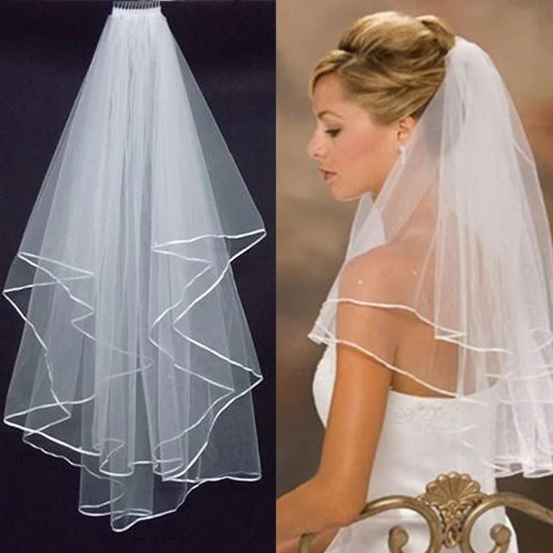 

New Arrived Two Layer Bridal Veil Satin Edge Wedding Veil Wedding Accessories