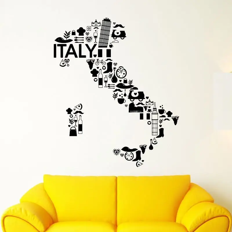 Itly карта Наклейка на стену постер виниловые художественные наклейки стены Pegatina