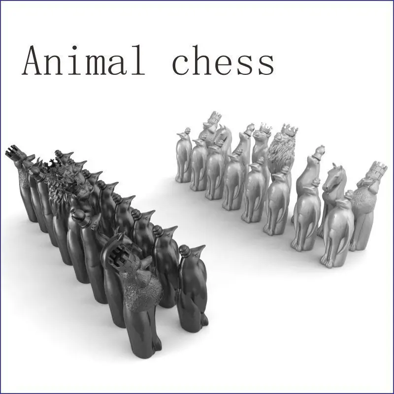 3D модель Animal_chess для 4 осевой круговой схемы резная скульптура станок с ЧПУ в СТЛ