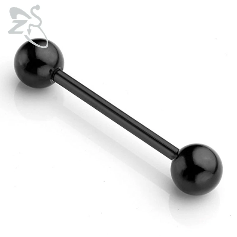 Недорогие кольца для языка черные серьги из нержавеющей стали в стиле панк 14G