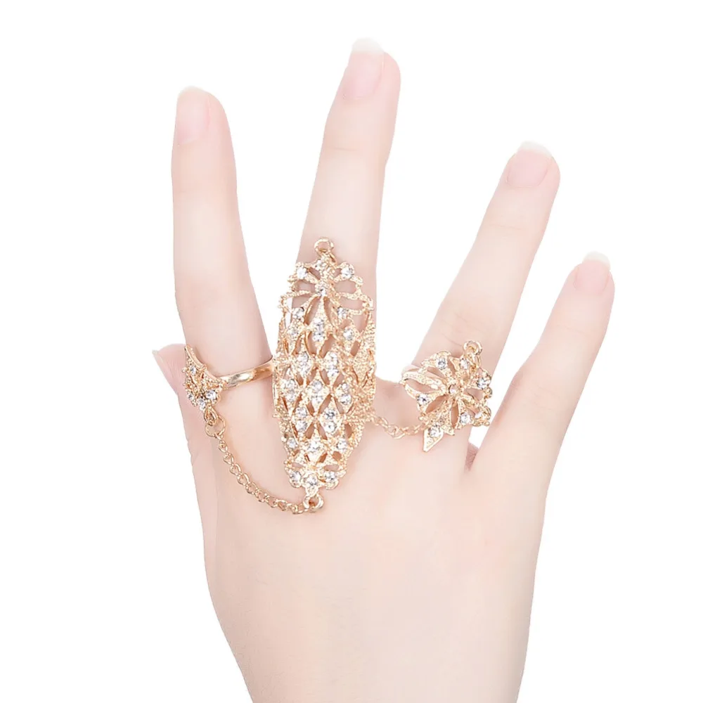 2 Цвет Модные полые цветок листья Очаровательная полный палец Панцири ведомого