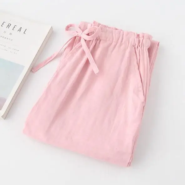 pink Fdfklak весна-лето, пижамные брюки, пижамные штаны, хлопковые Пижамные штаны с завязками, женские пижамы для сна, одежда для сна Q935 - Цвет: pink