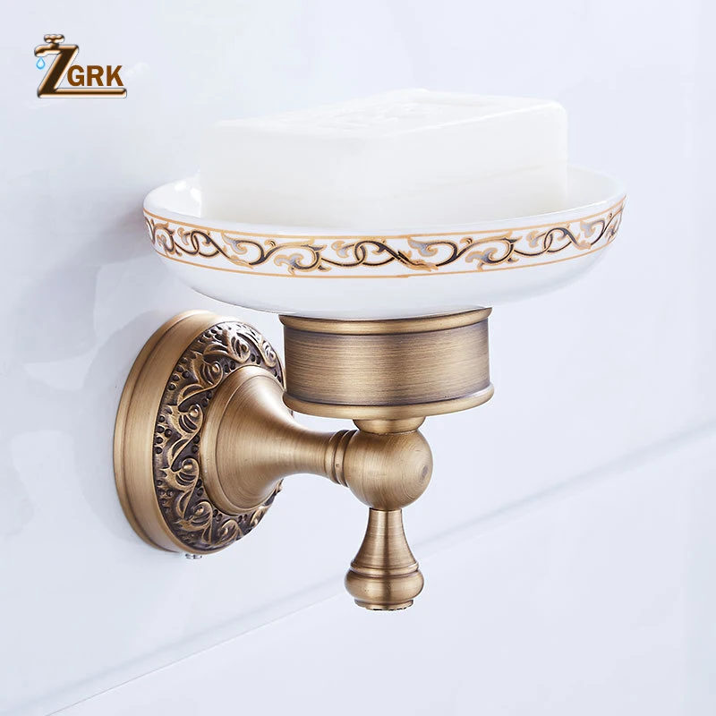 zgrk all copper brushed bathroom series european modern towel ring toilet paper holder cup holder robe hook bathroom hardware free global shipping