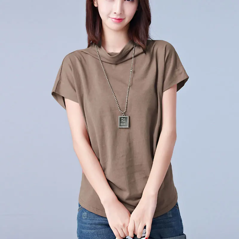 Модная летняя однотонная водолазка из 2017 хлопка с рукавом летучая мышь женские