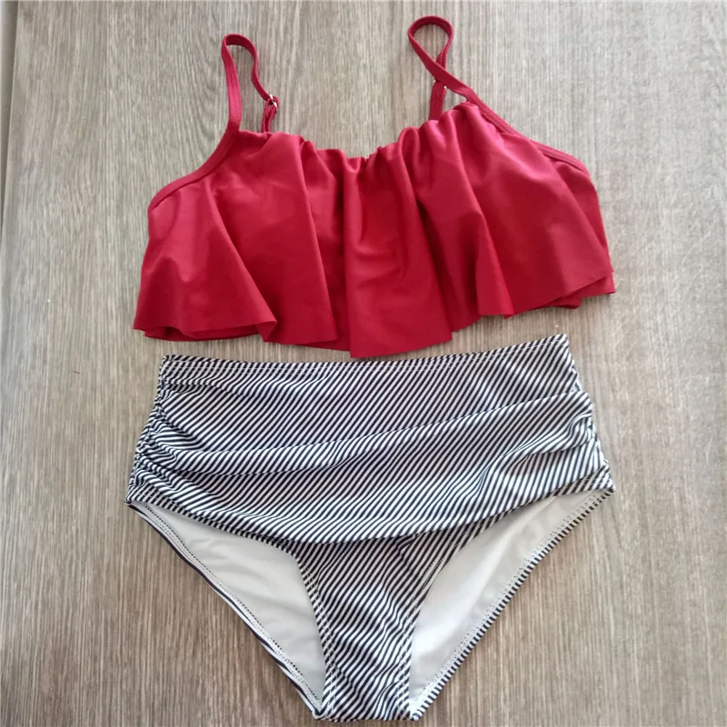 CEODOGG 2018 Bikinis Women Swimwear High Waist Swimsuit Halter Sexy Bikini Set Retro Bathing Suits Plus Size XXL CB128 |