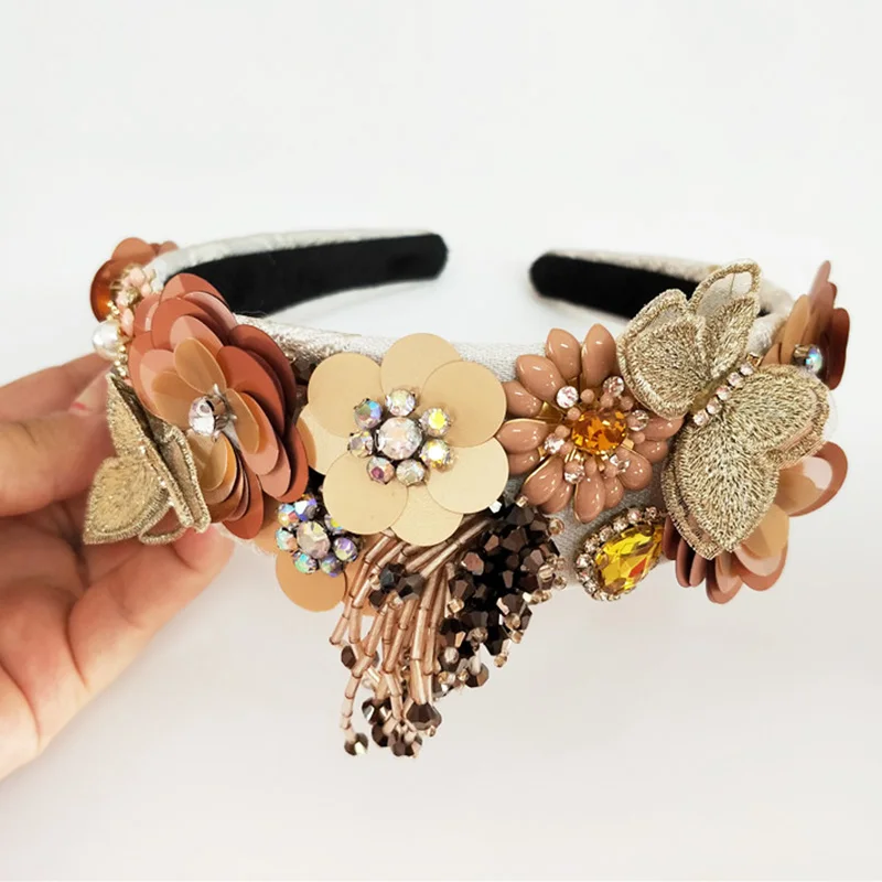 Gift For Mother/Girl friend Quality full Crystal Hair Bands Belt Bow Sequined flowers Rhinestone Headband Fringe Hairbands | Украшения и