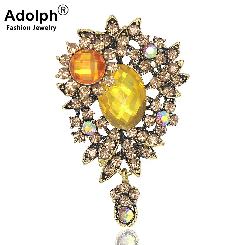 Ювелирные изделия ADOLPH высокое качество винтажная большая брошь с кристаллами и