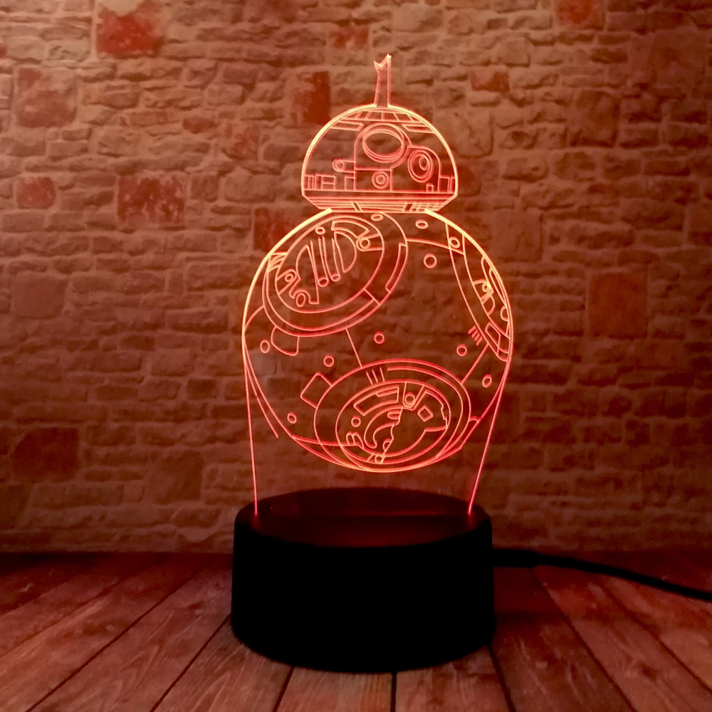 Звездные войны Legends BB 8 Робот 3D светодиодный Ночной светильник 7 цветов меняющее
