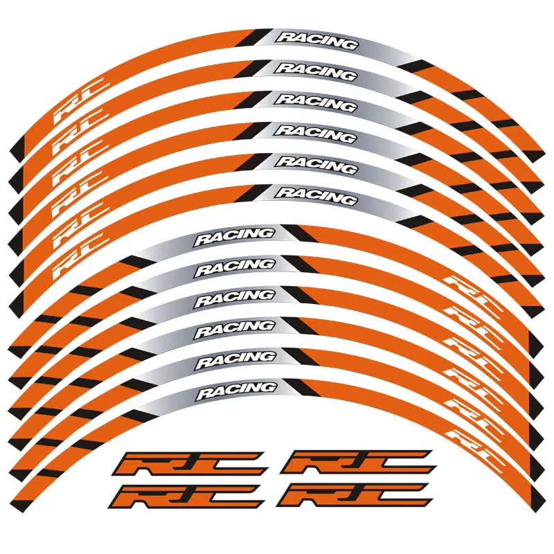 

New Motorcycle front and rear wheels Edge Outer Rim Sticker Reflective Stripe Wheel Decals For RC125 200 250 390