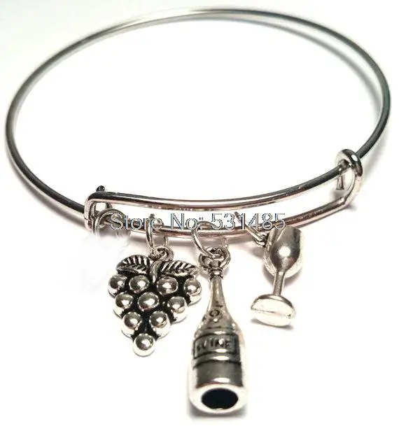 12 шт./лот винный браслет регулируемый амулет ювелирные изделия бокал виноград |