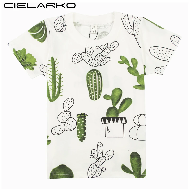 Cielarko/Обувь для мальчиков футболка детские базовые футболки мультфильм Кактус футболки детская спортивная одежда для маленьких мальчиков Дизайн Рубашки для мальчиков для размер на 3–8 лет