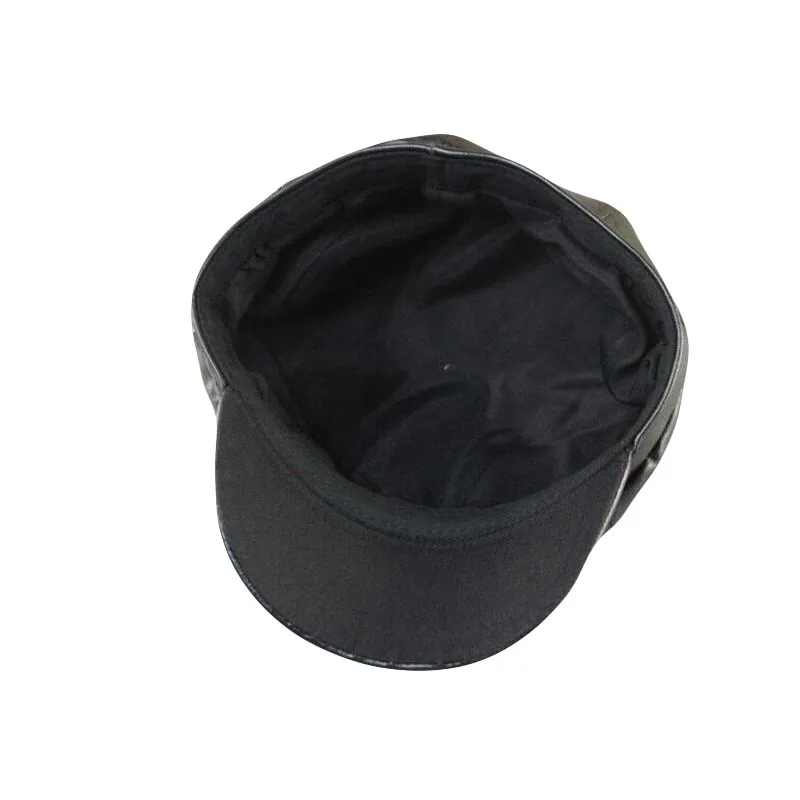 

HANGYUNXUANHAO 2019 Retro High Quality PU Beret Black Faux Leather Newsboy Octagonal Hat Cap The French Artist Women Beret