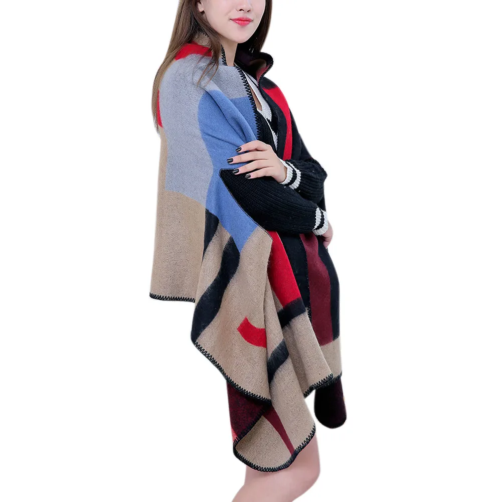 2018 Модные женские зимние кашемировые пашмины вязаные шали в стиле бохо клетку