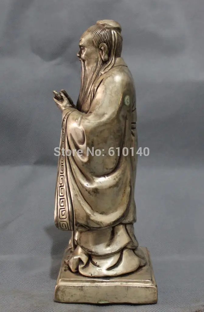 8 &quotКитай Серебро Литераторов История Основатель Конфуцианства Khofngzuo Kong Zi Статуя