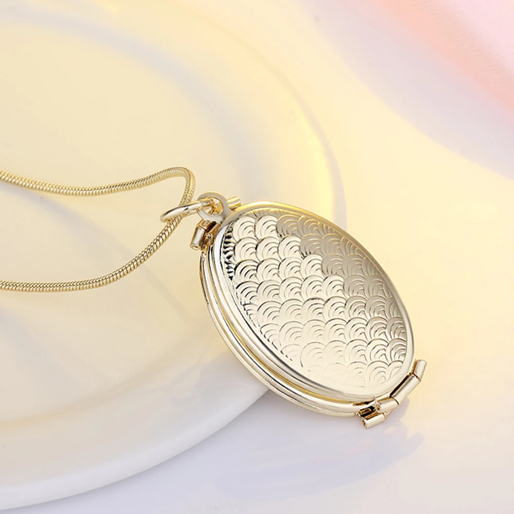 Новинка 2017 года 18kgold-color Цепочки и ожерелья фазы зеркало цветок фото шкатулка