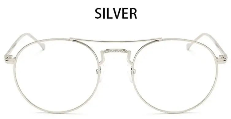 SILVER Круглые прозрачные очки, прозрачные мужские очки, оправа, женские очки, очки для близорукости, очки для нерда, металлическая оправа, Oculos de grau - Цвет оправы: SILVER
