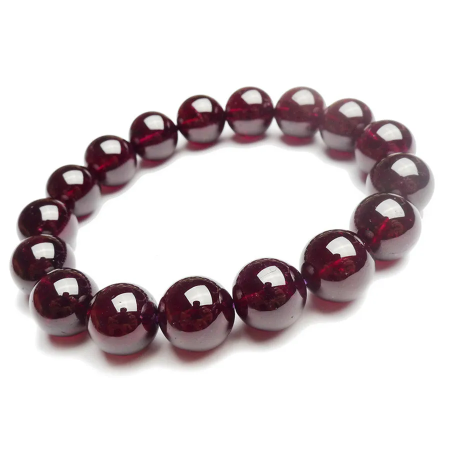 

6-10mm Women Femme Fashion Stretch Bracelet Jewelry Genuine Natural Wine Red Garnet Stone Crystal Quartz Round Bead Bracelet