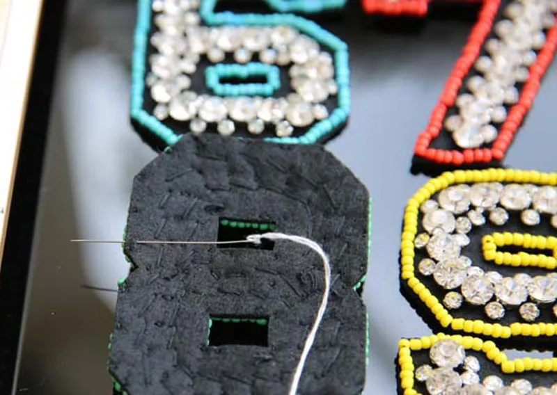 Numbers 3D Handmade rhinestone beaded patches for clothing bag DIY digital embroidery parches bordados para ropa | Дом и сад