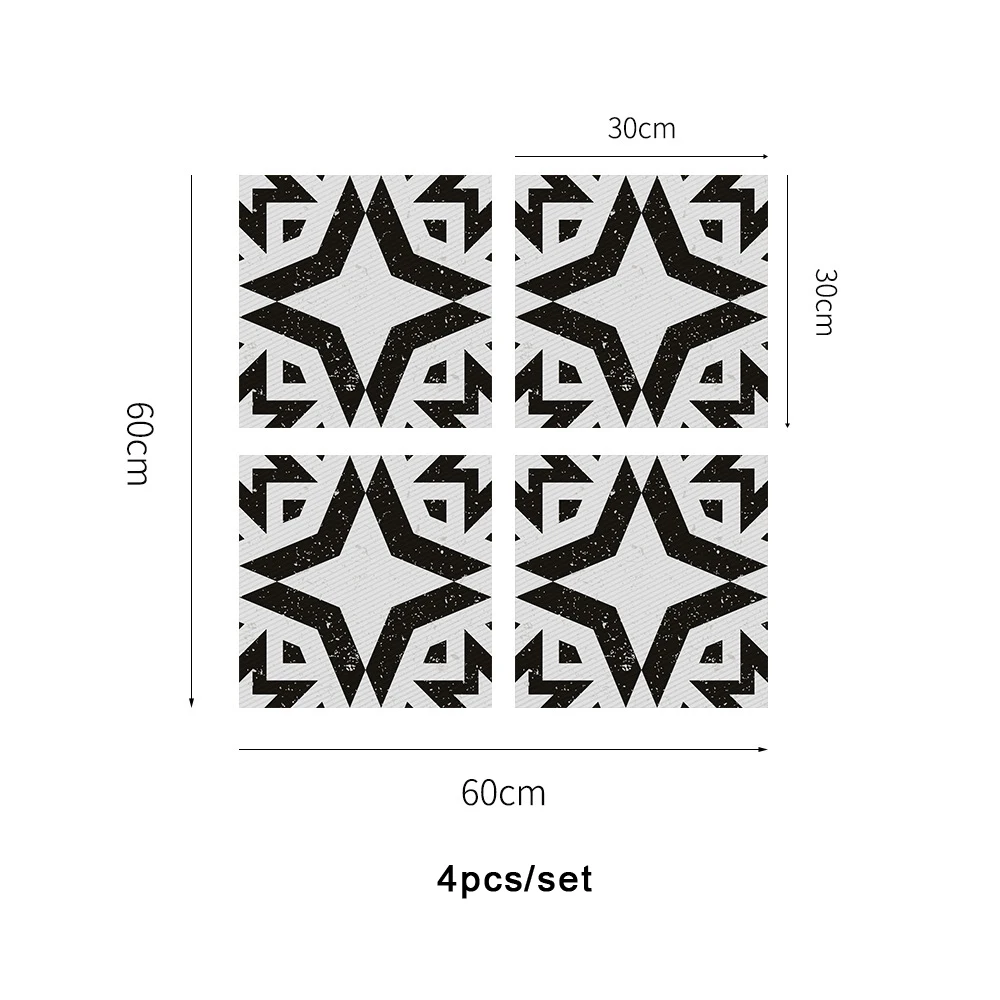 Enipate 4 шт./компл. португальский стиль черно белые напольные наклейки для ванной