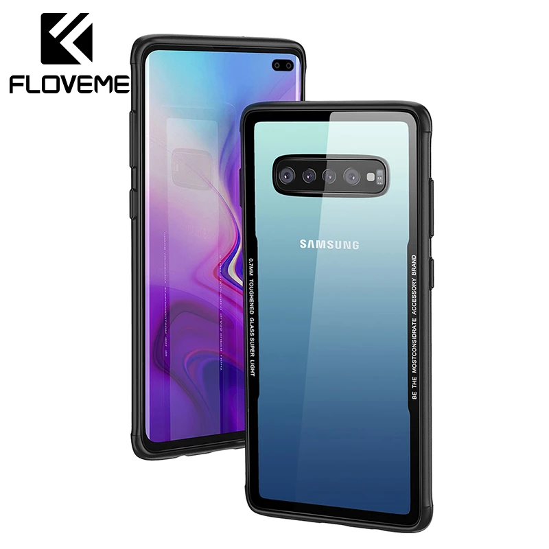 FLOVEME чехол из закаленного стекла для samsung Galaxy S10 Plus с мягкими краями S10e жесткий s