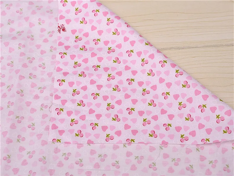 1 метр розовые цветы вишни с фруктовыми принтами хлопчатобумажная ткань для