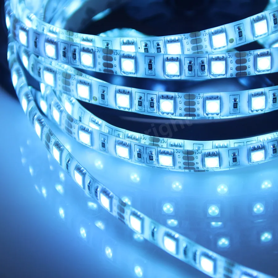 New Arrival 10 Rolls 50 Meter SMD 5050 Led Strip Flexible Light 60leds/m IP65 Waterproof DC12V Dream Color Ice Blue 5m/lot | Лампы и