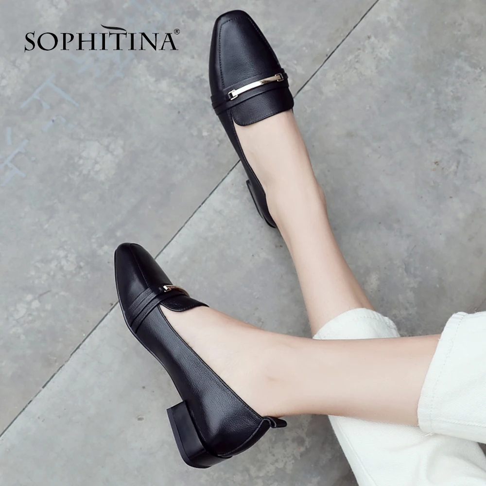 SOPHITINA/элегантная обувь на плоской подошве квадратном каблуке Цвет черный бежевый