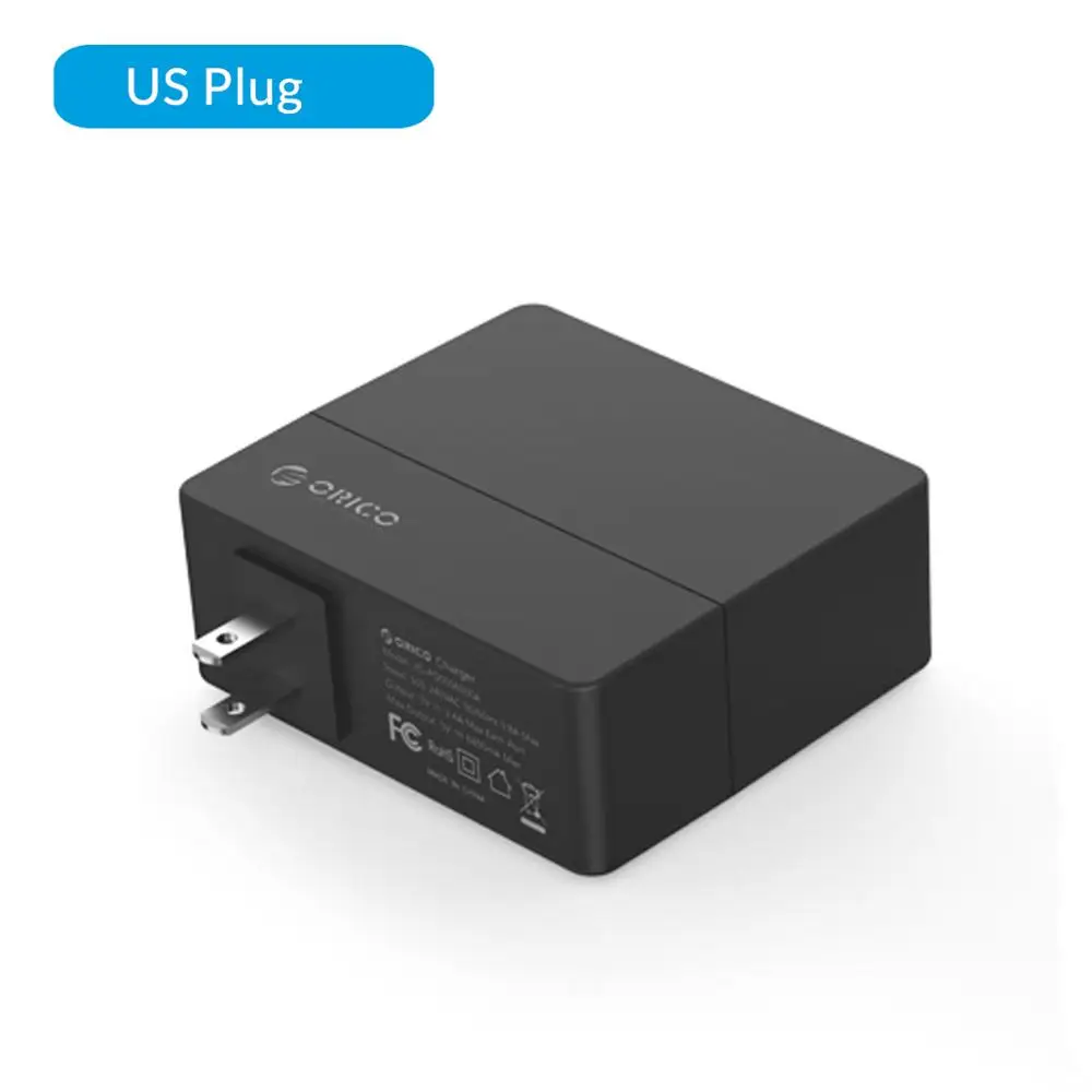 ORICO 4 порта USB зарядное устройство 5V1A* 2/5V2A* 2 с защитой тока для мобильного телефона samsung Xiaomi - Тип штекера: США