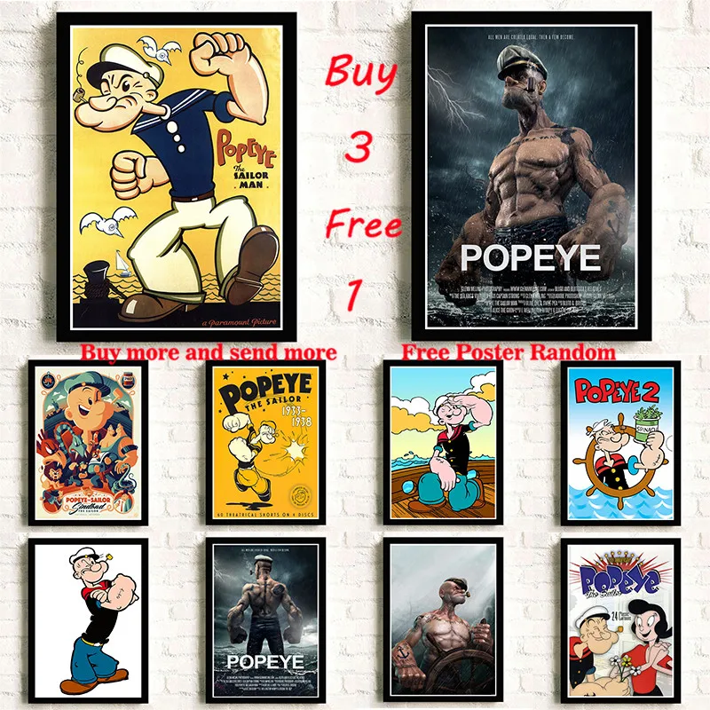 Popeye бумажный плакат с покрытием матроса Классический из классического фильма