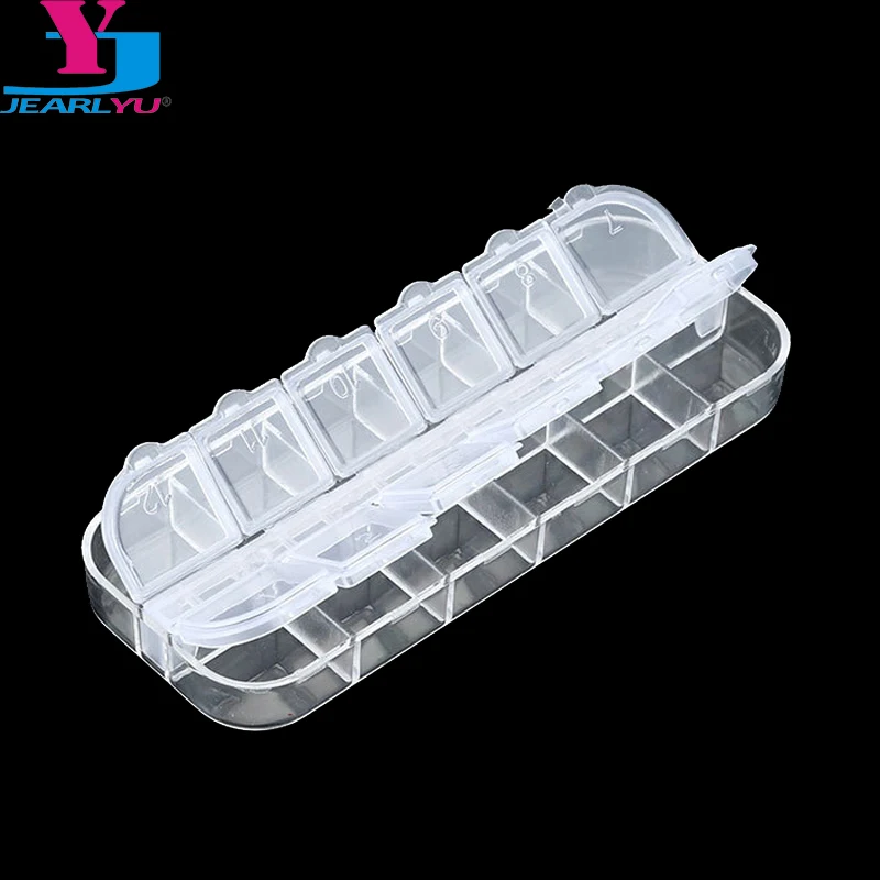 

12 Slots Clear Nail Art Empty Plastic Acrylic Storage Box Case Equipment UV Rhinestone Bead Dried Jewelry Box Container Manicure
