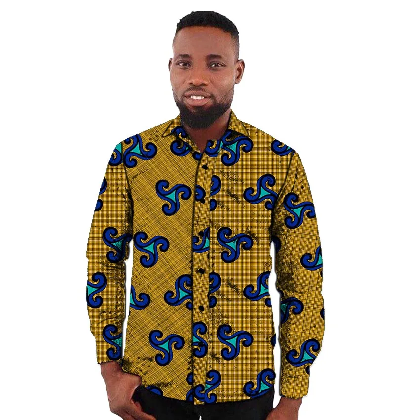 Рубашка dashiki мужская с Африканским принтом модная сорочка отложным воротником