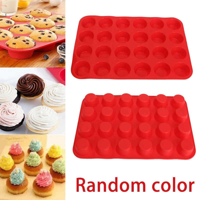 JX LCLYL 24 полости Muffin Силиконовый молд в Форе Кубка Мыло печенье кекс Пан лоток