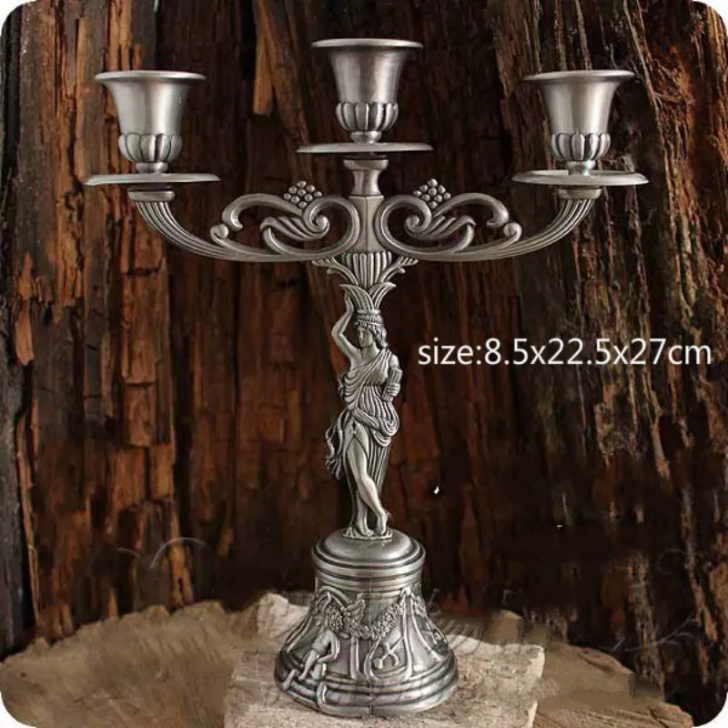 

3 Style Classic Antique Bronze Candle Holders Stand Metal Candelabra Home Decoration Candlestick For Wedding Party Candle Holder