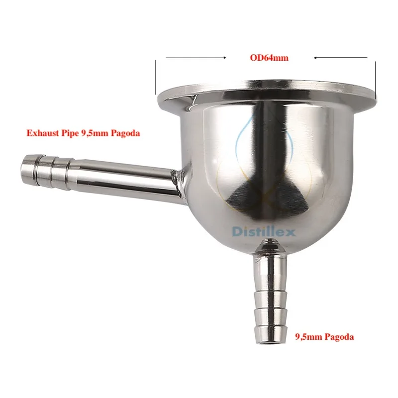 

2" OD64mm Tri-clamp Reducer x 9,5mm Pagoda and Exhaust pipe. Sanitary Steel 304