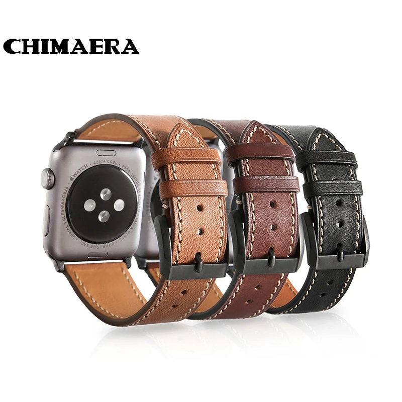CHIMAERA чёрный коричневый часы с ремешком из натуральной кожи ремешок для iwatch