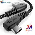 Кабель TIEGEM USB-C для Samsung S9, S10 Plus, Quick Charge 3,0, прямоугольный, для быстрой зарядки и передачи данных, для игр, USB-C провод