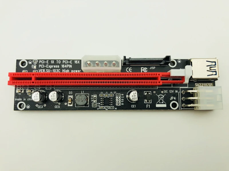 PCIe PCI E Express Riser Card 1x к 16x USB 3 0 кабель для передачи данных SATA 4Pin 6Pin IDE источник питания