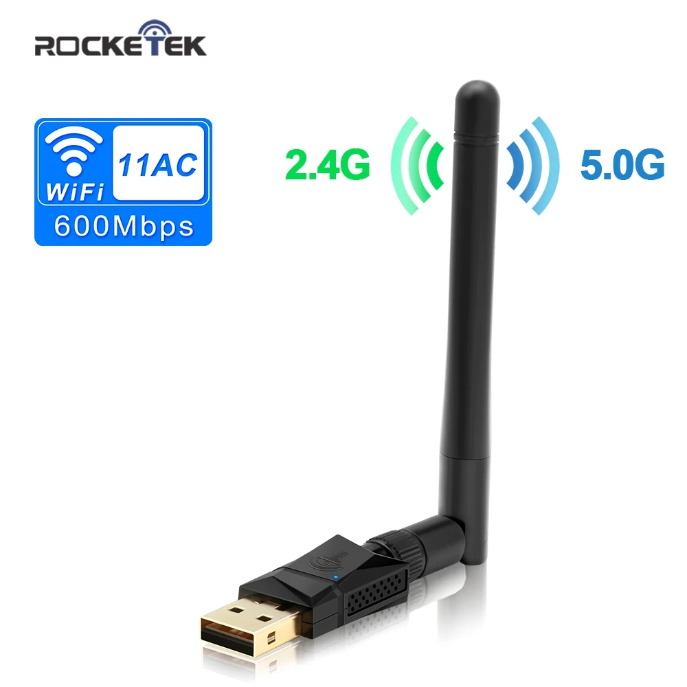 Rocketek 600 Мбит/с двухдиапазонный беспроводной USB Wi Fi адаптер с 802.11N/G/B антенной
