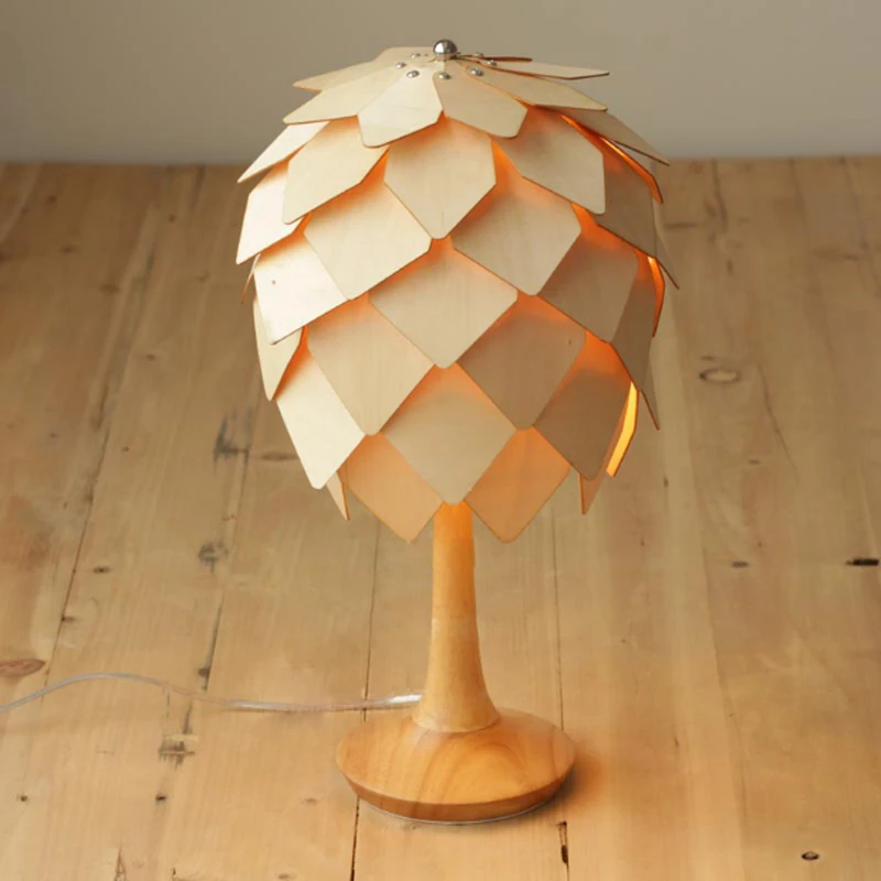 Скандинавский Креативный дизайн pinecone деревянная настольная лампа Современная