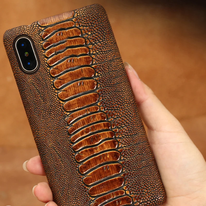 Дышащий чехол для телефона из натуральной кожи с рисунком страусиных ножек iPhone 13