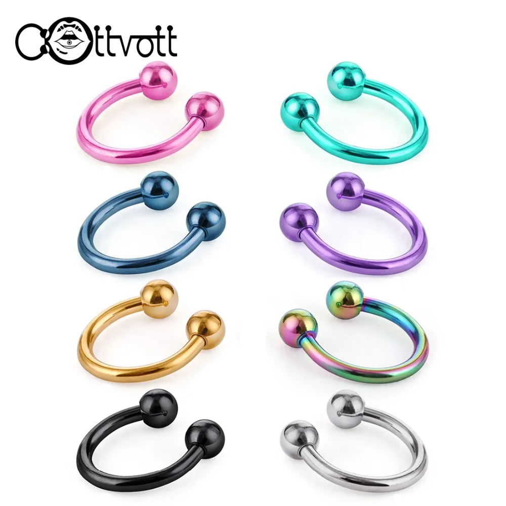 8 шт./компл. 16G Нос Кольца для пирсинга перегородки носа кольца губ сосок бровь