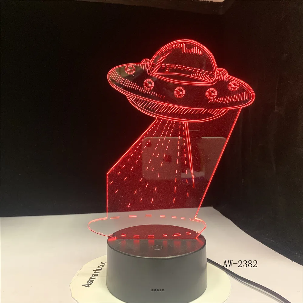 Космический корабль UFO Alien акриловый 3D RGB Ночной светильник USB светодиодный ночник