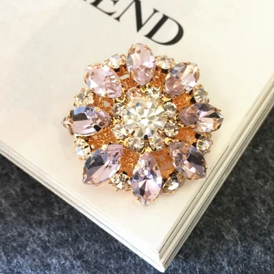 Light Pink Сплав норка Стразы пуговицы кожаные манжеты корсаж декоративная пряжка пальто куртки хрустальные пуговицы - Цвет: Light Pink