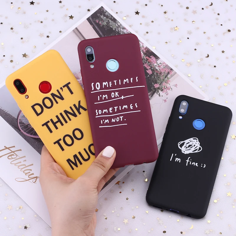 Силиконовый чехол для телефона Huawei Honor Mate 10 20 Nova P20 P30 P40 P Smart с надписью I am Fine Ok Relief карамельные чехлы|Бамперы| |