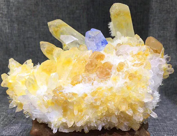 RARE!! New Find Yellow Citrine Quartz Crystal Cluster Specimen | Дом и сад