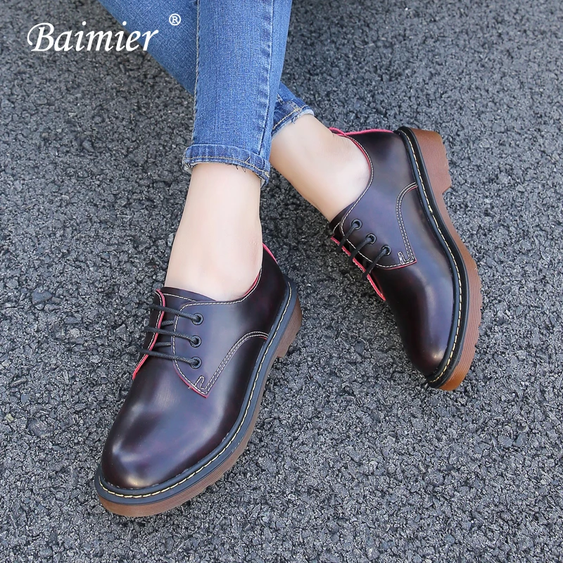 Baimier/женские туфли-оксфорды черного цвета в простом стиле с закрытым носком на