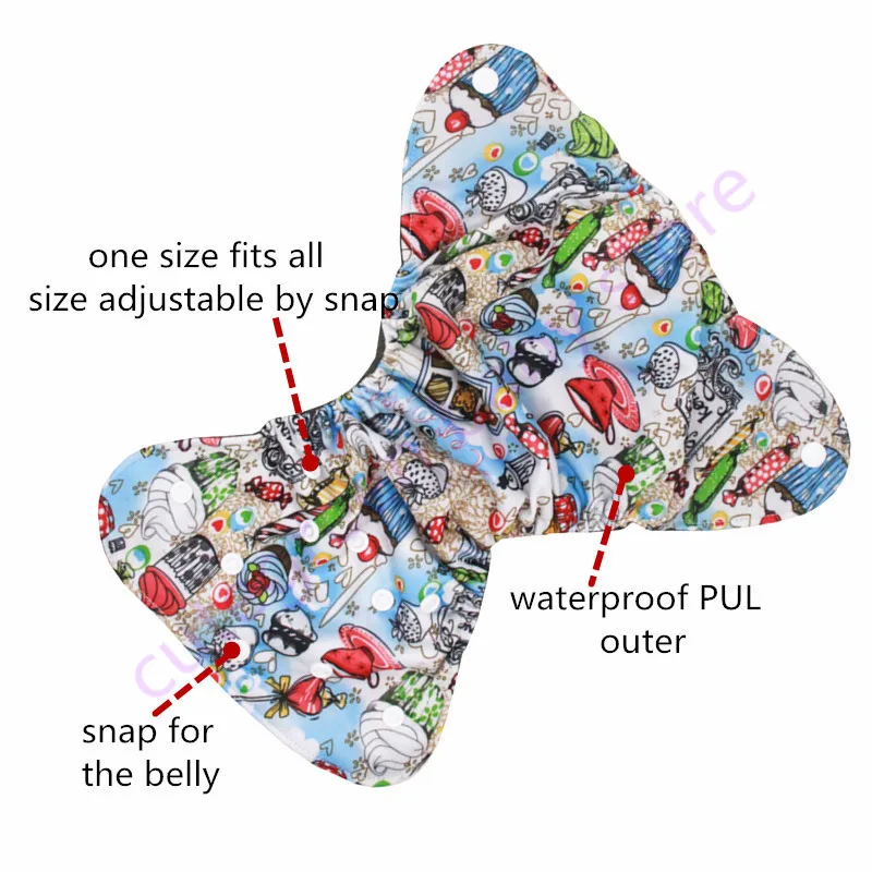 Детские подгузники из бамбукового древесного угля с двойной ластовицей Моющиеся