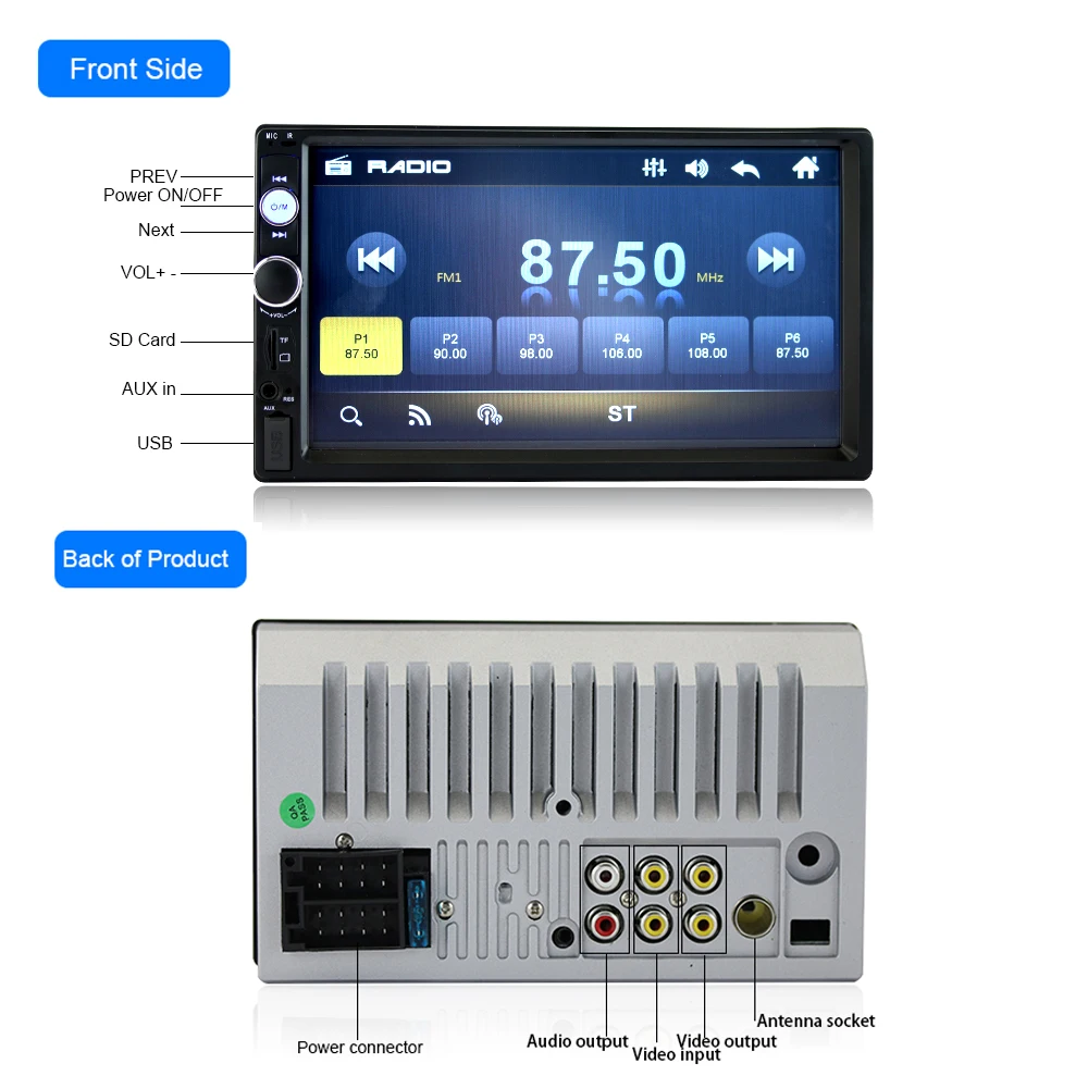 Автомагнитолы 7 &quotMP5 плеер Сенсорный экран SD/FM/MP4/USB/AUX Bluetooth USB Multimedia 2 DIN Авторадио