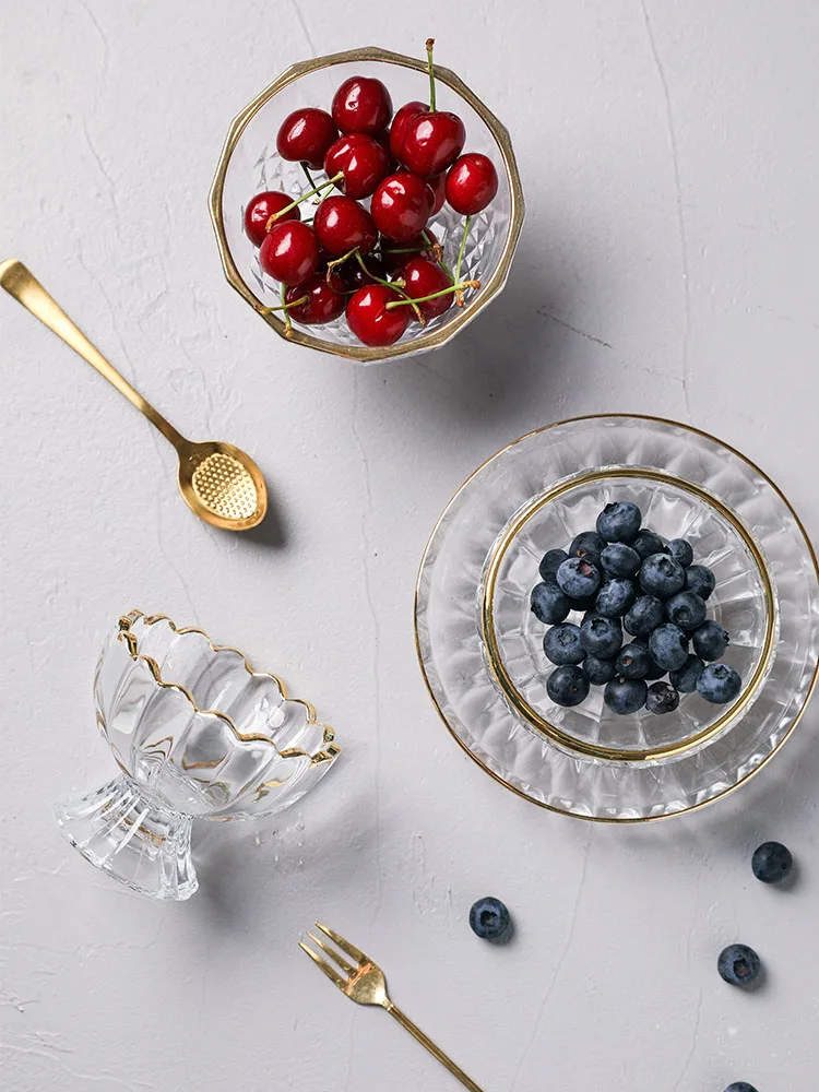 Европейский золотой оправе стеклянная чашка для мороженого молочный коктейль десертная чашка мусс мороженое Кубок